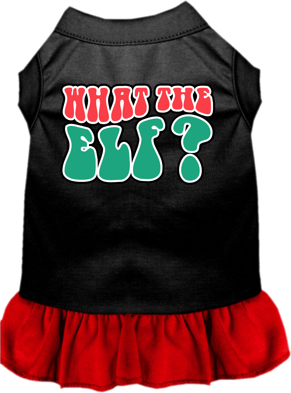 What the Elf Screen Print Dog Dress Black with Red Size XS